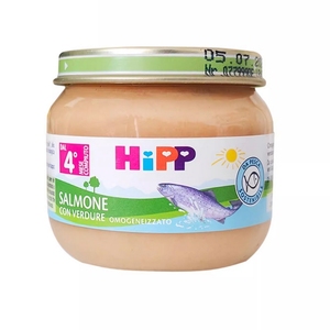 意大利版HIPP喜宝鱼泥2段三文鱼泥营养蔬菜肉泥进口辅食宝宝80克