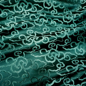 促推荐 加厚深绿色祥云纹织锦缎布料 中国式丝绸古香缎子云锦面料
