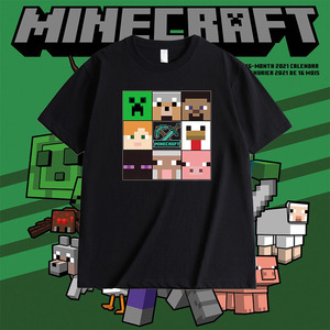 Minecraft我的世界联名t恤短袖游戏男儿童装衣服苦力怕动漫周边棉