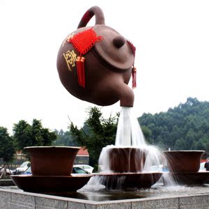 大型玻璃钢悬空流水天壶雕塑茶壶模型喷泉水龙头酒瓶葫芦景观摆件
