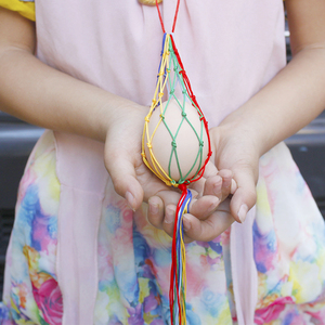 立夏端午节蛋袋diy材料包 鸡蛋兜手工编织网兜彩色蛋套 蛋网挂脖