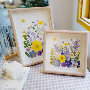 00小小世界家居旗舰店天猫压花实木相框摆台6寸7方形植物标本框透明