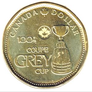 现货 纪念币 加拿大 1元 2012年 橄榄球联赛grey cup 100年 硬币