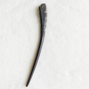 原创国风凤凰翎羽黑檀木簪子羽毛发簪汉服盘发发饰繁复手工雕木钗