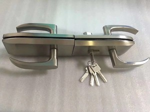 办公室高隔断双开门玻璃锁 执手双开锁玻璃门对开锁