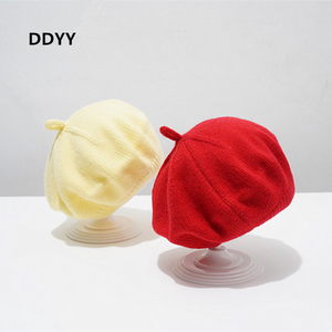 女童贝雷帽宝宝八角帽公主春秋毛线针织婴儿画家帽儿童报童潮秋冬