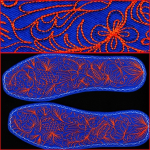 曲玄弦绣纯棉 花鞋垫 吸汗透气柔软舒适 缝纫机扎花鞋垫 福寿安康