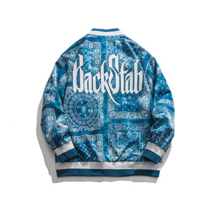 春季潮牌瑞奈森男外套日系校园腰果花图案印花青年棒球服休闲夹克