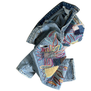 泰国手工艺人纯手工制作--刺子绣牛仔裤