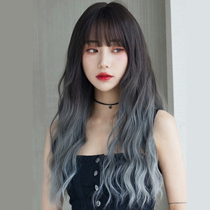 假发女长发欧美潮色渐变长卷发时尚个性自然仿真假中长发全头发套