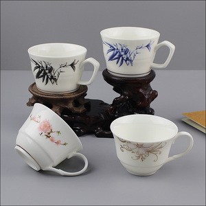 茶杯主人杯品茗杯陶瓷有耳带柄手工白瓷建茶盏青花紫砂茶具个人杯