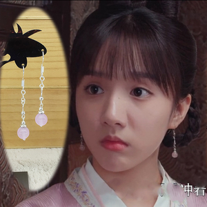 古风配饰925银耳钩汉服耳饰御赐小仵作同款耳环楚楚古装耳夹玉髓