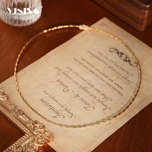 VISING珠宝锁骨链颈圈麻花链项链S925银镀金时尚轻奢气质