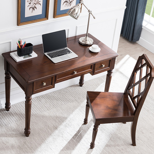 美式实木书桌书椅组合白蜡木家用简约学生写字台书房电脑办公桌子