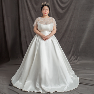 特大码婚纱2022新款新娘胖mm200斤加肥遮粗手臂显瘦拖尾奢华300斤