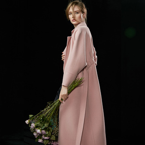 2016新款高端粉色双面羊毛羊绒大衣女双面呢大衣…