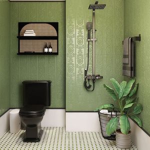海基布瓷砖卫生间300x600奶油风浴室牛油果绿法式尾葵红布纹墙砖