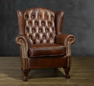美式复古做旧皮艺单人沙发椅欧式客厅办公会所老虎椅现货特卖