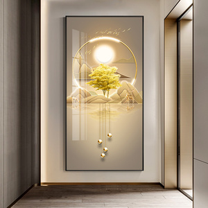 福路金山 入户玄关装饰画轻奢大气走廊尽头挂画竖版玄幻过道壁画