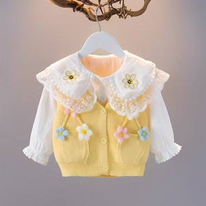 背心8-9个月女宝宝春秋装1-2-5岁女童马甲上衣婴儿衣服毛衣针织衫