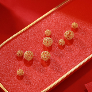 【熊家珠宝】3d硬金莲蓬红心 貔貅转运珠黄金戒指手串项链挂件