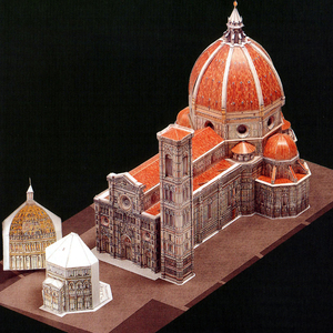 儿童益智diy手工制作圣母百花大教堂建筑3d纸质模型纸艺玩具