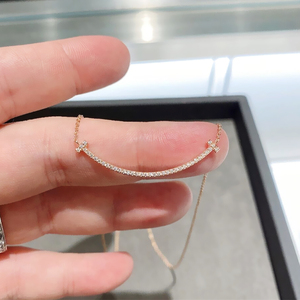 蒂芙尼 tiffany 笑脸项链 18k金 带钻 微笑 女士锁骨链 气质百搭