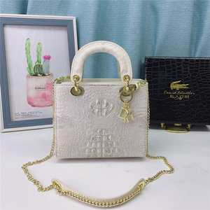 泰国进口鳄鱼皮女包时尚戴妃单肩手提包真皮斜挎小方包女士包包潮