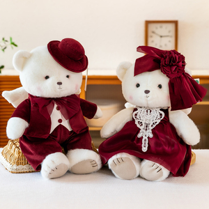 婚纱泰迪熊压床娃娃结婚一对抱枕礼物婚房公仔熊摆件新人毛绒玩具