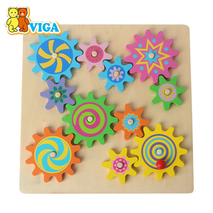 VIGA唯嘉齿轮转盘幼儿园木质转轮迷宫找位游戏儿童形状认知玩具