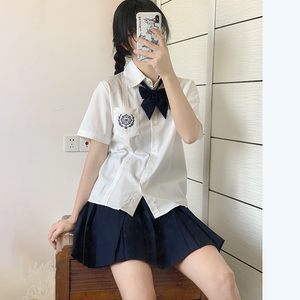 原创现货 松雪集 夏季正版jk制服刺绣奶白衬衫女学生日系短袖百搭