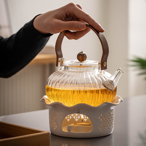 日式玻璃茶壶蜡烛台温茶茶壶泡茶家用下午茶煮茶炉花茶壶茶器套装