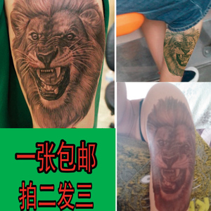 买1送1雄狮怒狮狮头狮子狮王纹身贴防水cx027花臂手臂男女款霸气