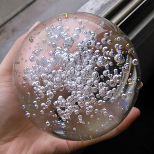 高清纯透明气泡球水晶球装饰玻璃工艺品家居礼物流水喷泉旋转摆件