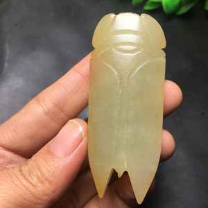 古董老玉古玩杂项古玉知了文玩一鸣惊人玉蝉挂件高古玉汉八刀吊坠