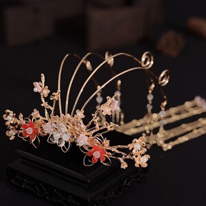 汉服头饰女古代流苏发冠步摇发饰一套古装饰品头冠全套古风配饰女