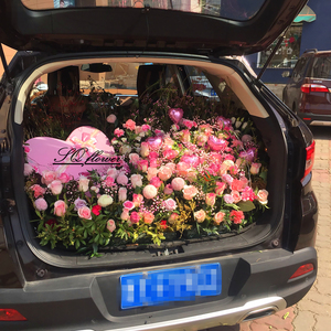 重庆花店_2009淘宝求婚车子后备箱布置生日惊喜浪漫重庆花店鲜花