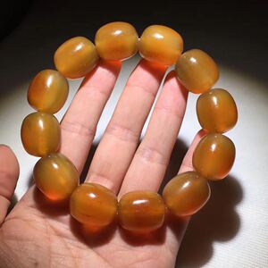 行走的中药库 黄料老羊角手串桶珠 带血纹路成年羊 男女款