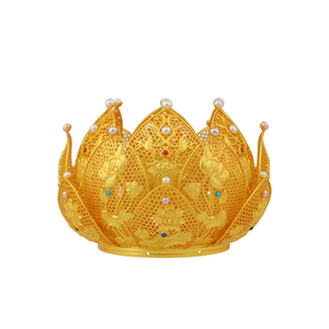 江夏堂原创三清鱼尾莲花冠  纯银镀金镂空嵌宝唐代观音子午芙蓉冠