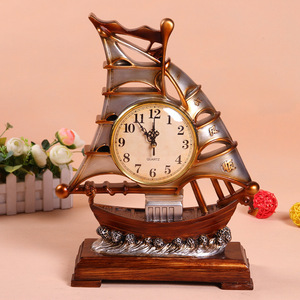 欧式家具装饰品 树脂时尚客厅卧室摆件创意 帆船模型座钟摆件饰品