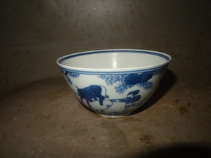 明代青花画牛碗 古玩古董杂项瓷器保真包老精品收藏明清瓷器
