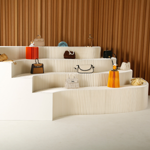 纸玲珑长条展台陈列架可移动折叠展示台多层落地展台中岛产品货架