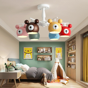 儿童房吊灯男孩女孩卧室灯北欧简约马卡龙ins创意彩色卡通房间灯
