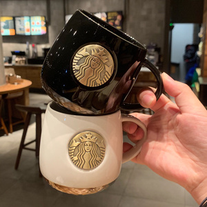 星巴克马克杯男女带盖勺大容量陶瓷经典情侣杯美人鱼咖啡对杯限量