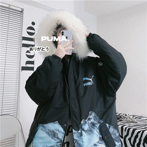 puma彪马冬装雪山毛领羽绒棉服女生宽松棉衣男oversize情侣bf外套