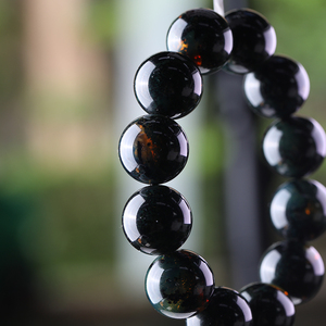 万福缅甸琥珀海藻单圈手串珠径20复古植物意境温婉男士霸气盘玩