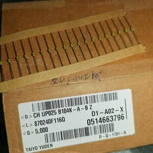 1uf 104k 铜脚轴向色环电容 taiyo