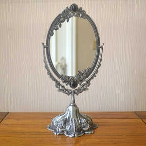 欧式金属双面复古化妆创意结婚梳妆台镜高清美容桌面装饰公主镜子