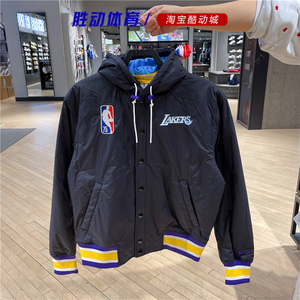 耐克棉服男2021新款洛杉矶湖人队球迷运动连帽棉衣外套db1989-010