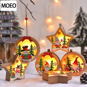 圣诞新款装饰品LED发光圣诞树挂件 圣诞老人雪人鹿小夜灯摆件挂件